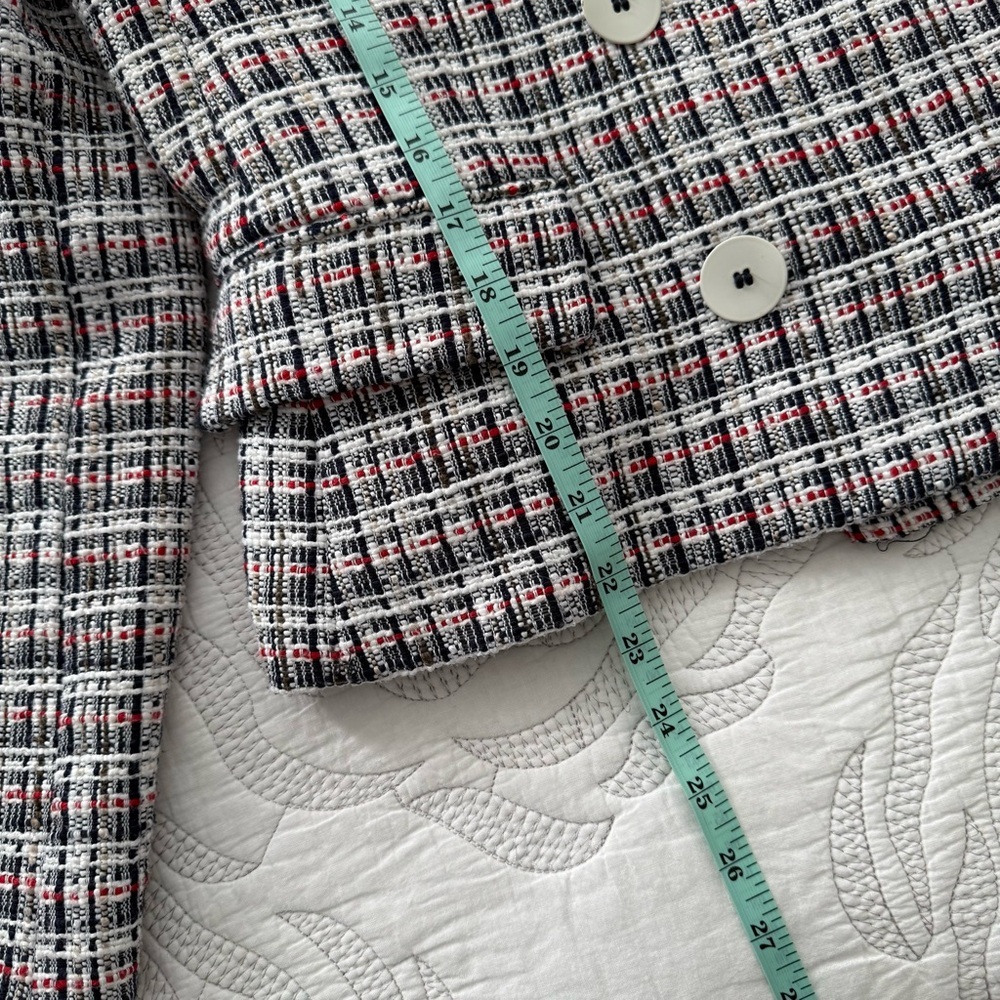 Zara - Textured Double Breasted Tweed Blazer - Blue/White/Red - Picture 15 of 16